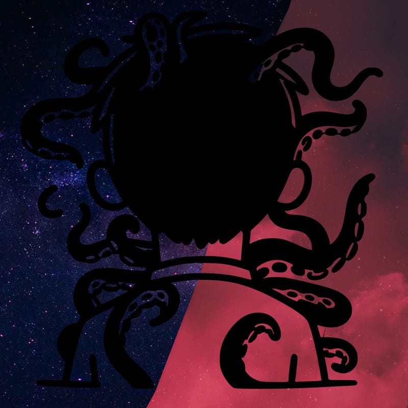 a silhouette of a man with tentacles coming out of the back of his head