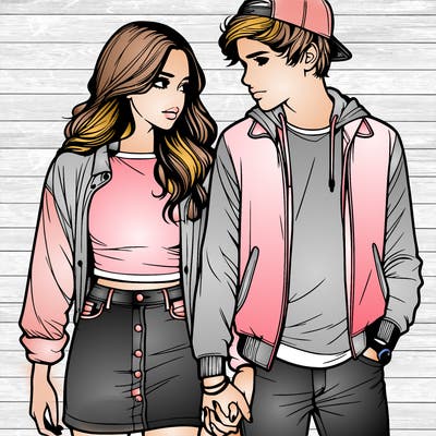 realistic teen couple holing hands