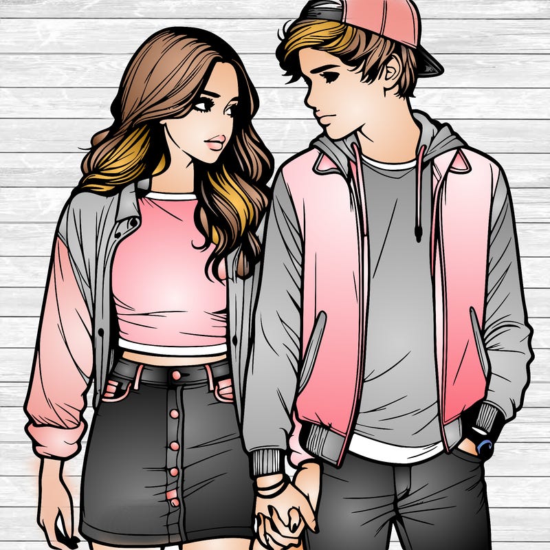 realistic teen couple holing hands
