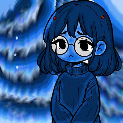 sad girl with glasses in a sweater