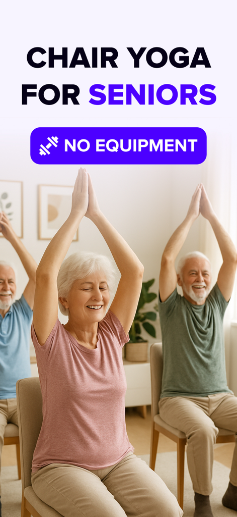 Tai Chi Walking & Chair Yoga - Idosos praticando yoga na cadeira sentados com os braços levantados