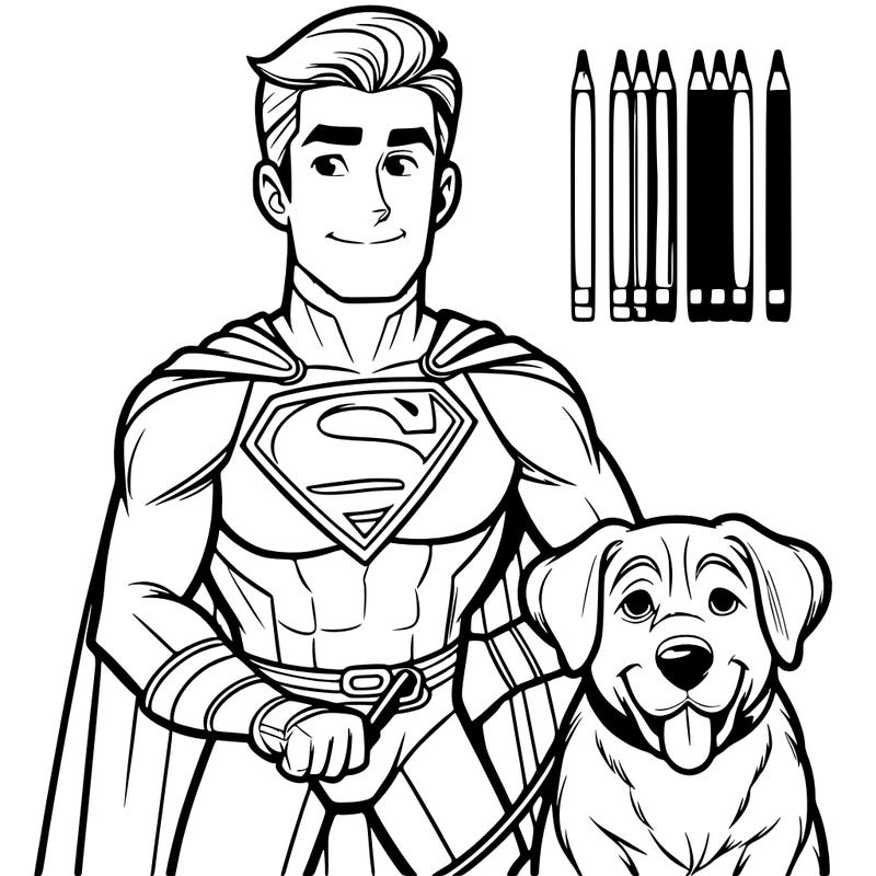 a realistic superhero and a realistic dog