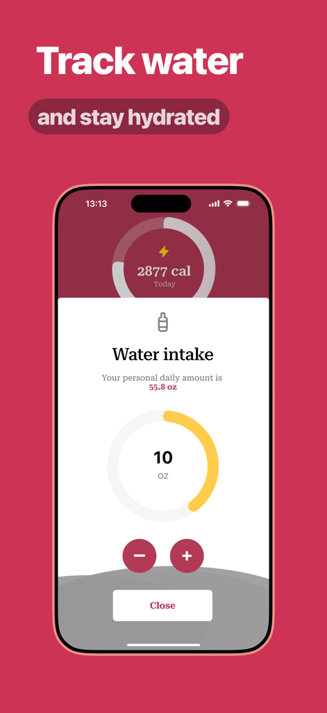 PCOS Tracker App - A screenshot of the PCOS Tracker App water intake screen showing hydration progress and daily goals