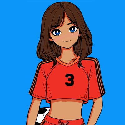 realistic girl wearing soccer jersey