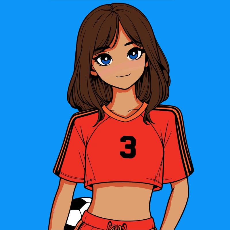realistic girl wearing soccer jersey