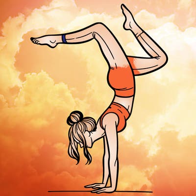 a woman doing a handstand