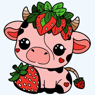 cute strawberry cow
