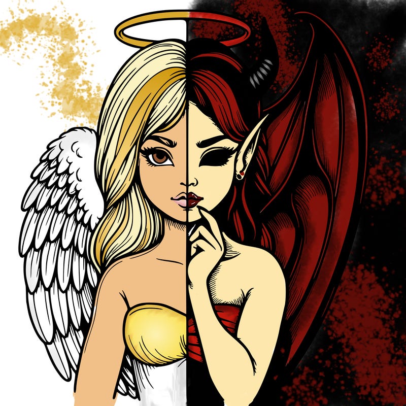 realistic angel half demon