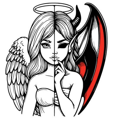 realistic angel half demon