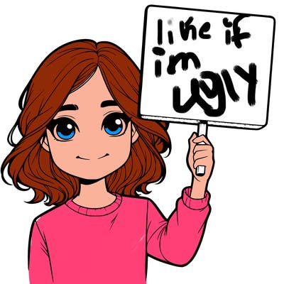 realistic girl holding up a sign