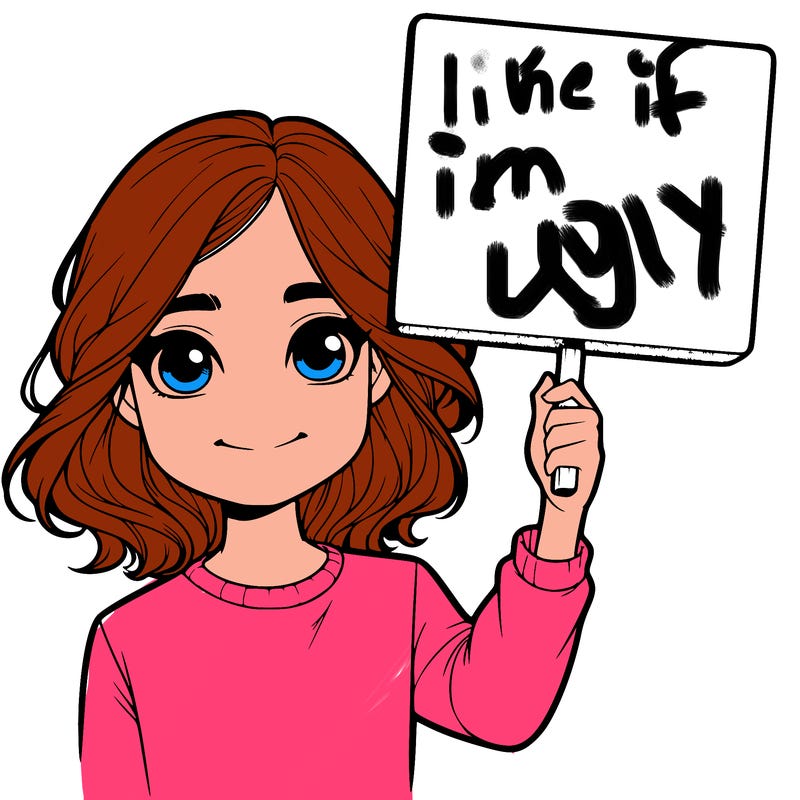 realistic girl holding up a sign