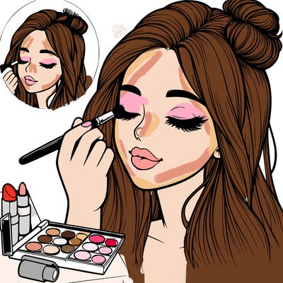 realistic girl doing makeup