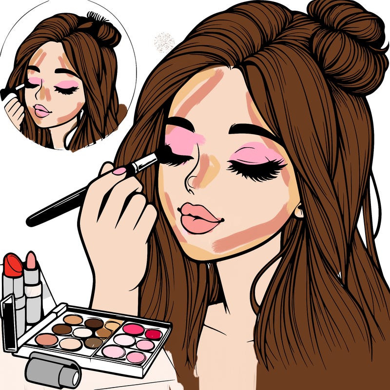 realistic girl doing makeup