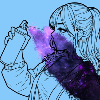 a realistic girl spray, painting