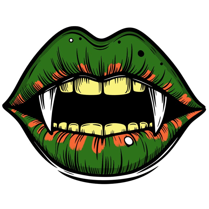 lips with vampire teeth