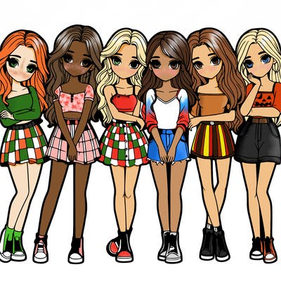 a group of girls realistic