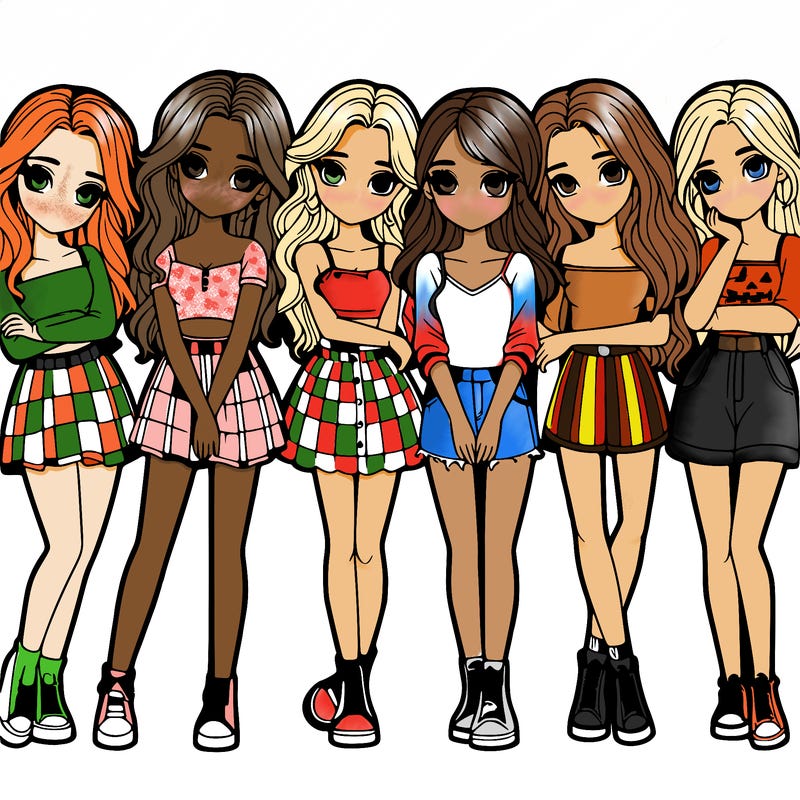 a group of girls realistic