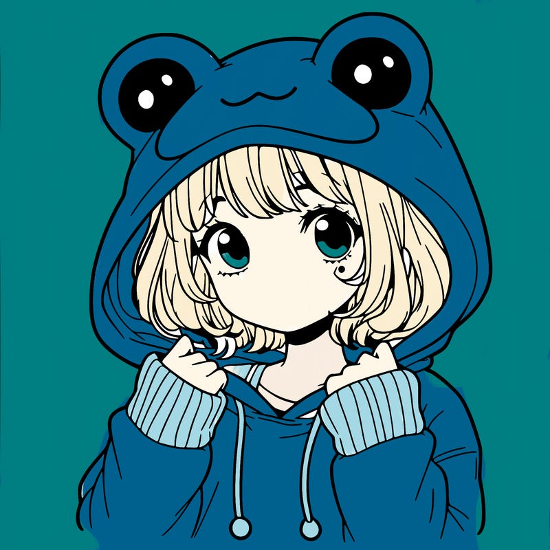 a cute teenage girl wearing a frog hoodie