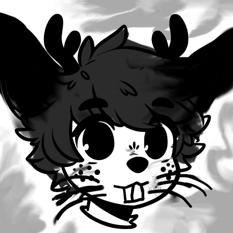 a humanoid deer with soft fluffy ears