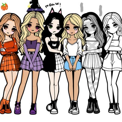 a group of girls realistic