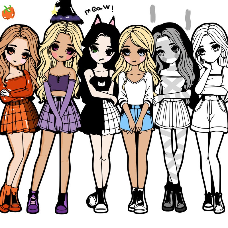 a group of girls realistic