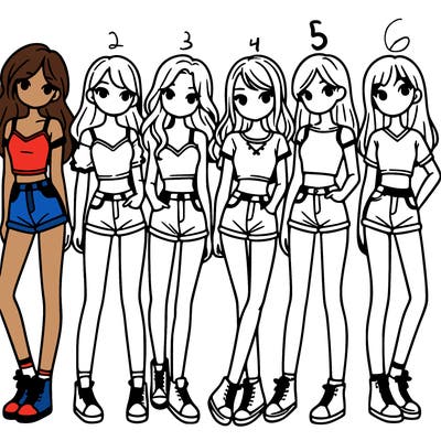 a group of girls wearing crop tops and shorts