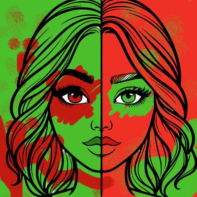 realistic girl split half