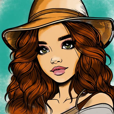 realistic girl with hat