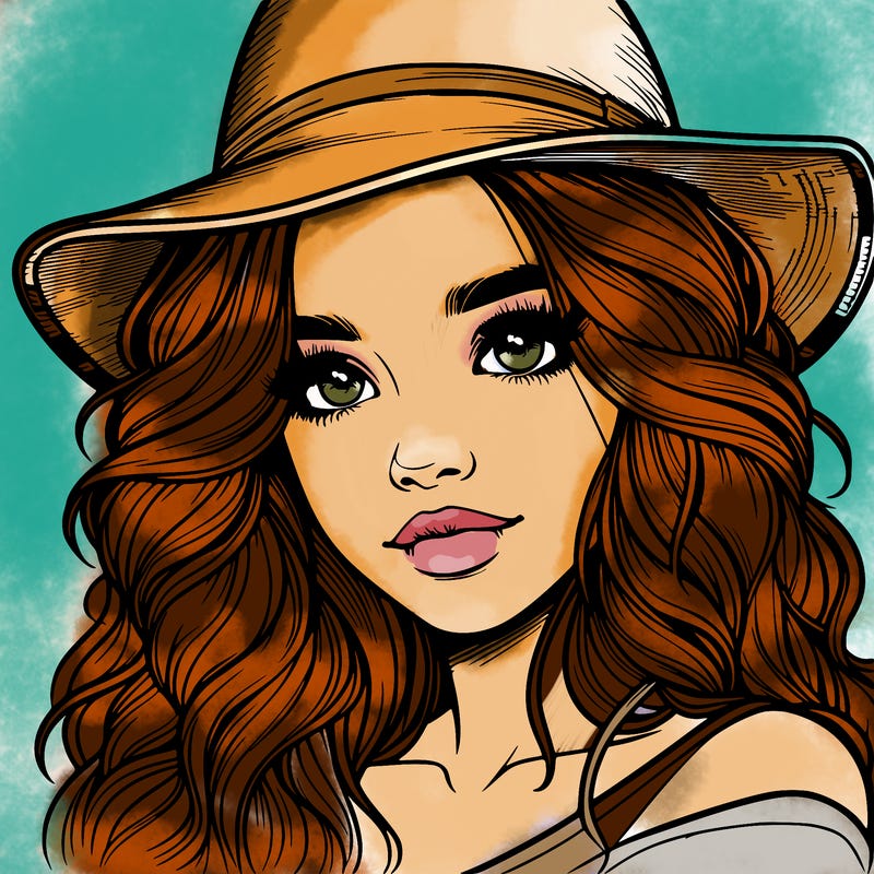 realistic girl with hat