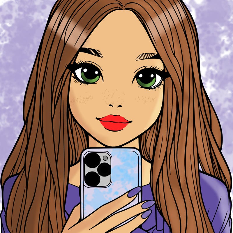 realistic girl with a phone