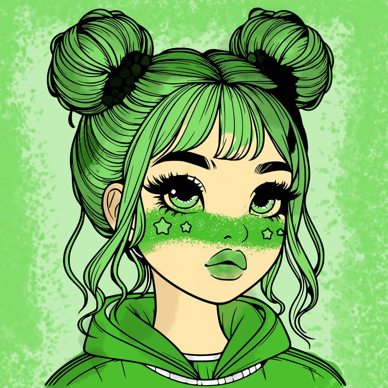 realistic girl with space buns