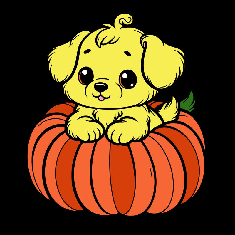 cute little puppy in a pumpkin