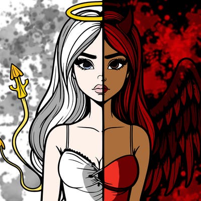 devil vs angel realistic girl