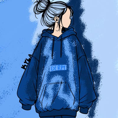 realistic girl with a oversized sweatshirt on and a bun