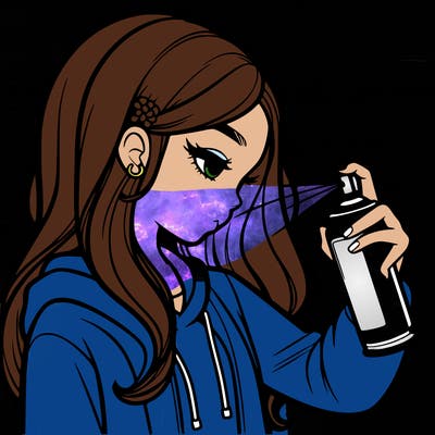 a realistic girl spray painting
