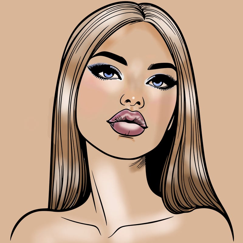 realistic woman with full lips