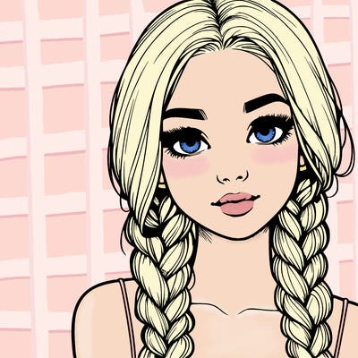 realistic girl with braids