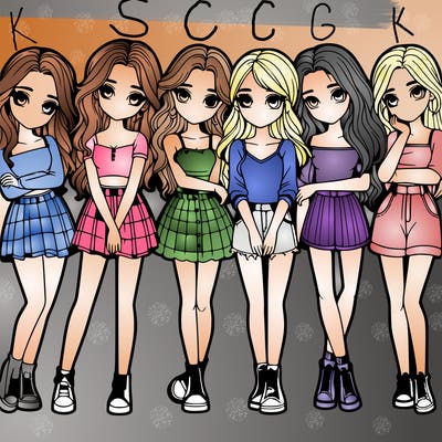 a group of girls realistic