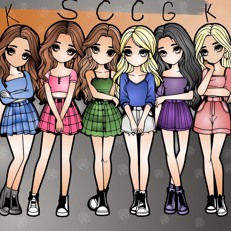 a group of girls realistic