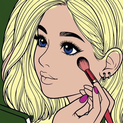 a realistic girl doing her makeup