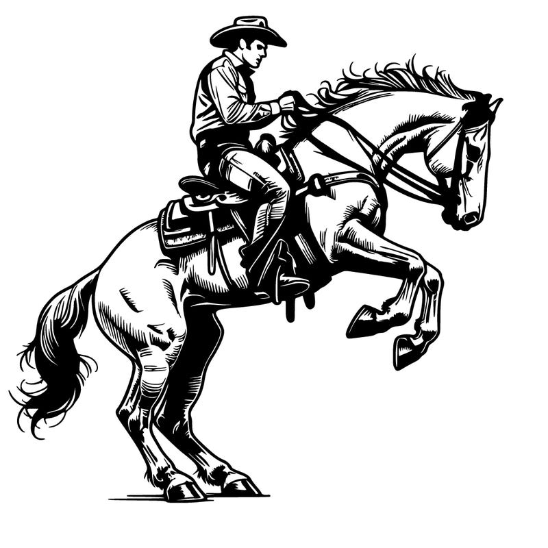 realistic bucking horse with rider