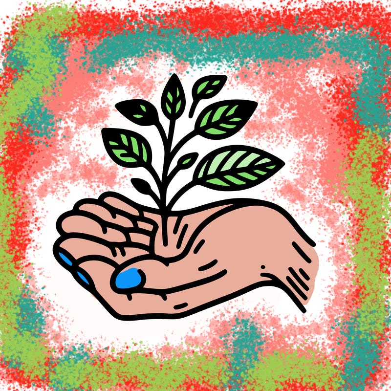 hand with plant