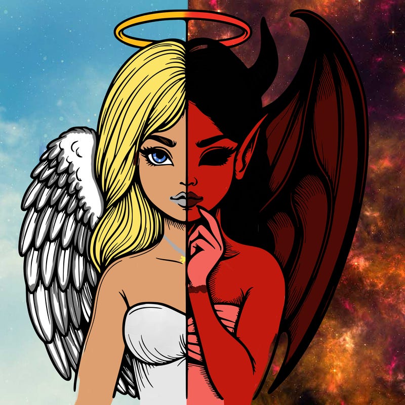 realistic angel half demon