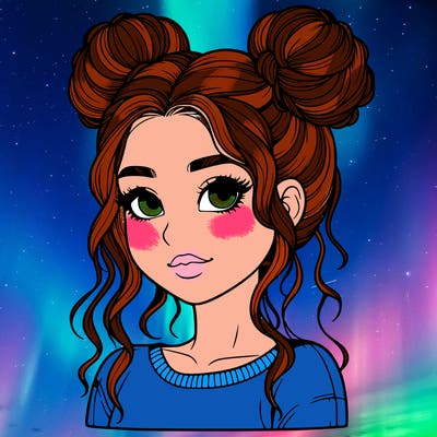 realistic girl with two buns in her hair