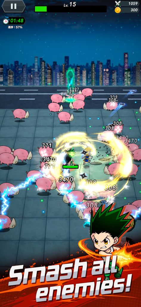 HUNTER×HUNTER NEN×SURVIVOR - 헌터 x 헌터 넨 서바이벌 게임 플레이: 곤과 적들의 파도에 맞선 전투 모습