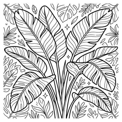 Immerse yourself in the beauty of the tropics with this stunning Bird of Paradise Leaf coloring page. Its intricate design, featuring lush Strelitzia foliage and complementary botanical patterns, offers a delightful escape for colorists of all ages.