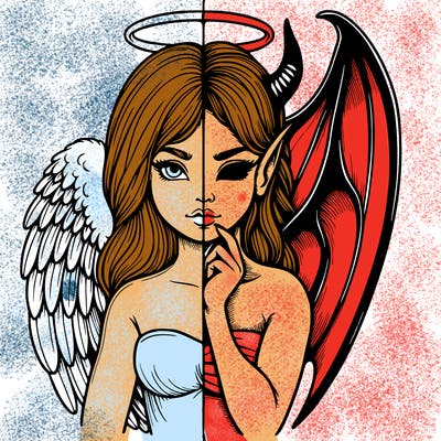 realistic angel half demon