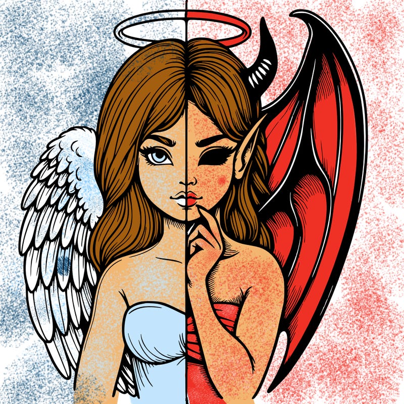 realistic angel half demon