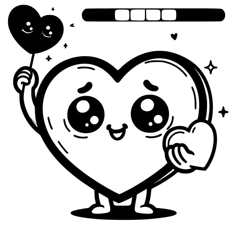 heart with a face on holding another heart