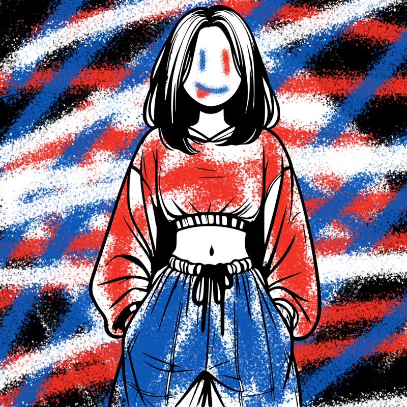 realistic girl faceless with baggy pants and a crop top